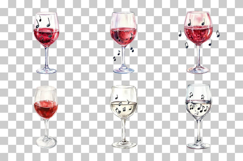 Wine Glass Music Notes Clipart Bundle - CraftNest - Digital Crafting and Art