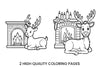 Cute Reindeer by Fireplace Coloring Books