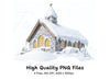 Snow Covered Stone Churches Clipart Bundle