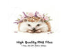 Cute Hedgehog Floral Crown Clipart Bundle