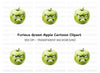 Angry Green Apple Cartoon Clipart Bundle