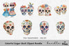 Colorful Sugar Skull Clipart Bundle