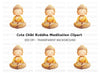 Cute Cartoon Buddha Meditating Clipart Bundle