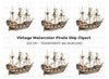 Vintage Galleon Ship Clipart Bundle