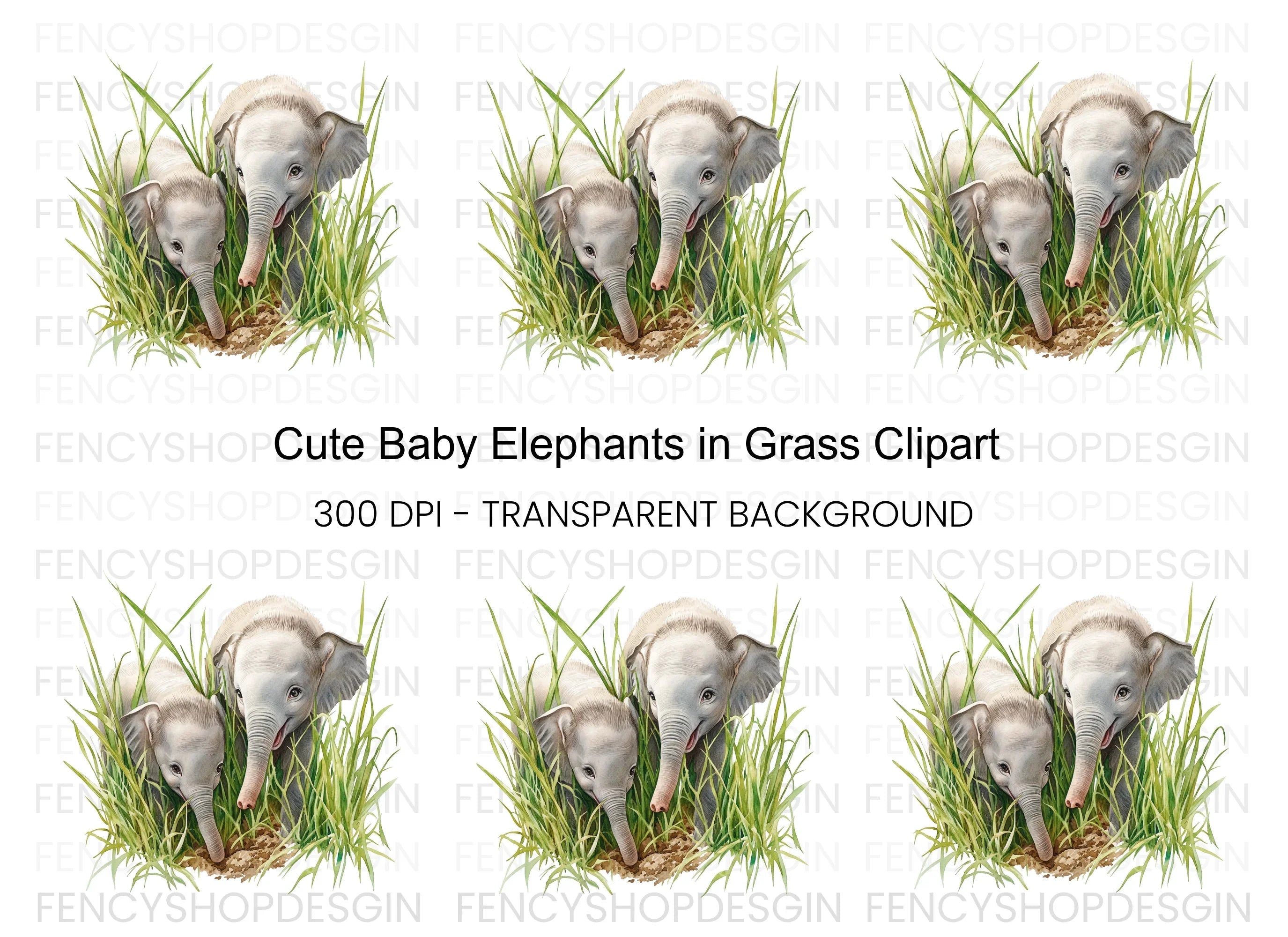 Adorable Baby Elephant Duo Clipart Bundle