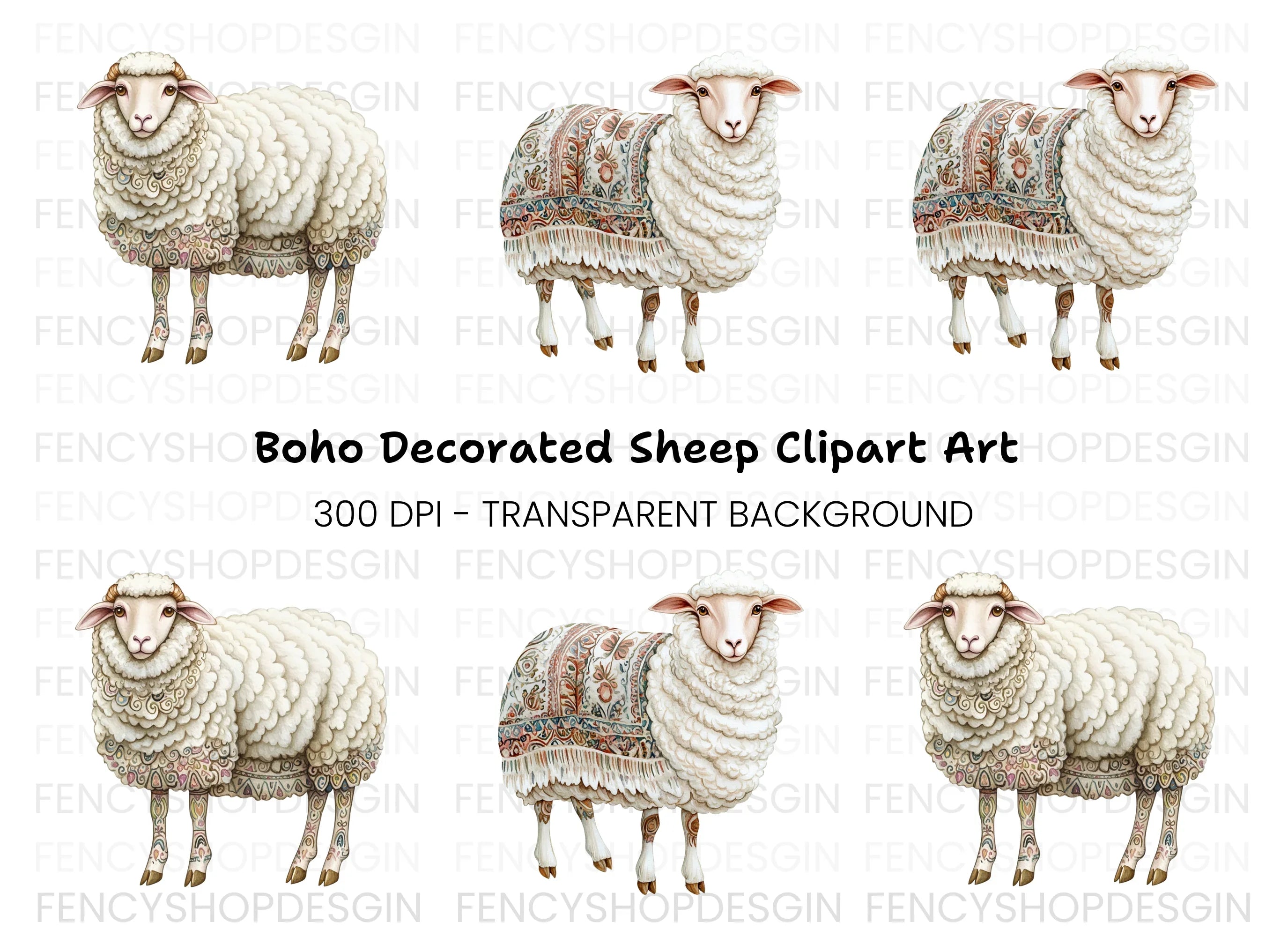 Decorative Sheep Clipart Bundle