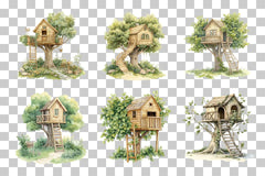 Garden Treehouse Illustration Clipart Bundle - CraftNest - Digital Crafting and Art