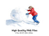 Boy Rolling Snowball Winter Clipart Bundle