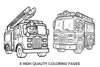 Cute Fire Truck and Snowman Driver Coloring Books
