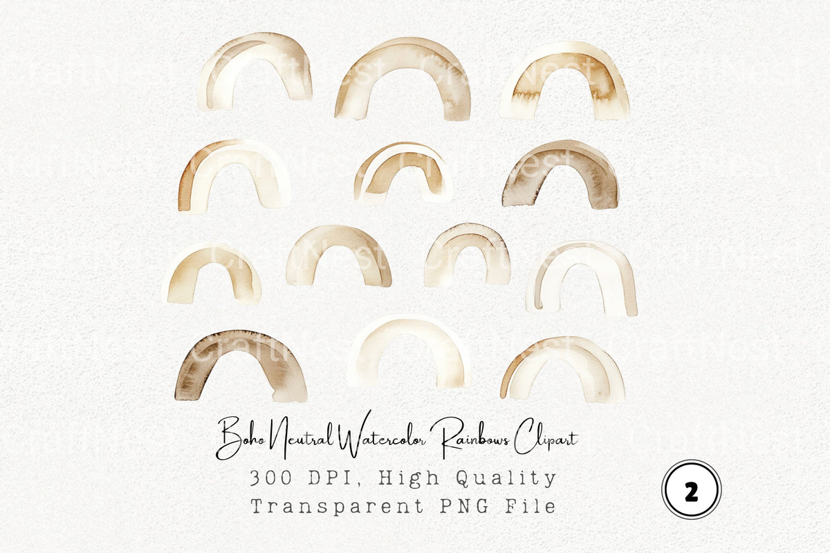 Boho Neutral Rainbows Clipart Bundle