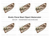 Rustic Wooden Boat with Neutral Flowers Clipart Bundle
