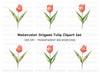 Elegant Origami Tulip Clipart Bundle
