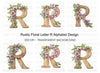 Floral Wooden Letter Clipart Bundle