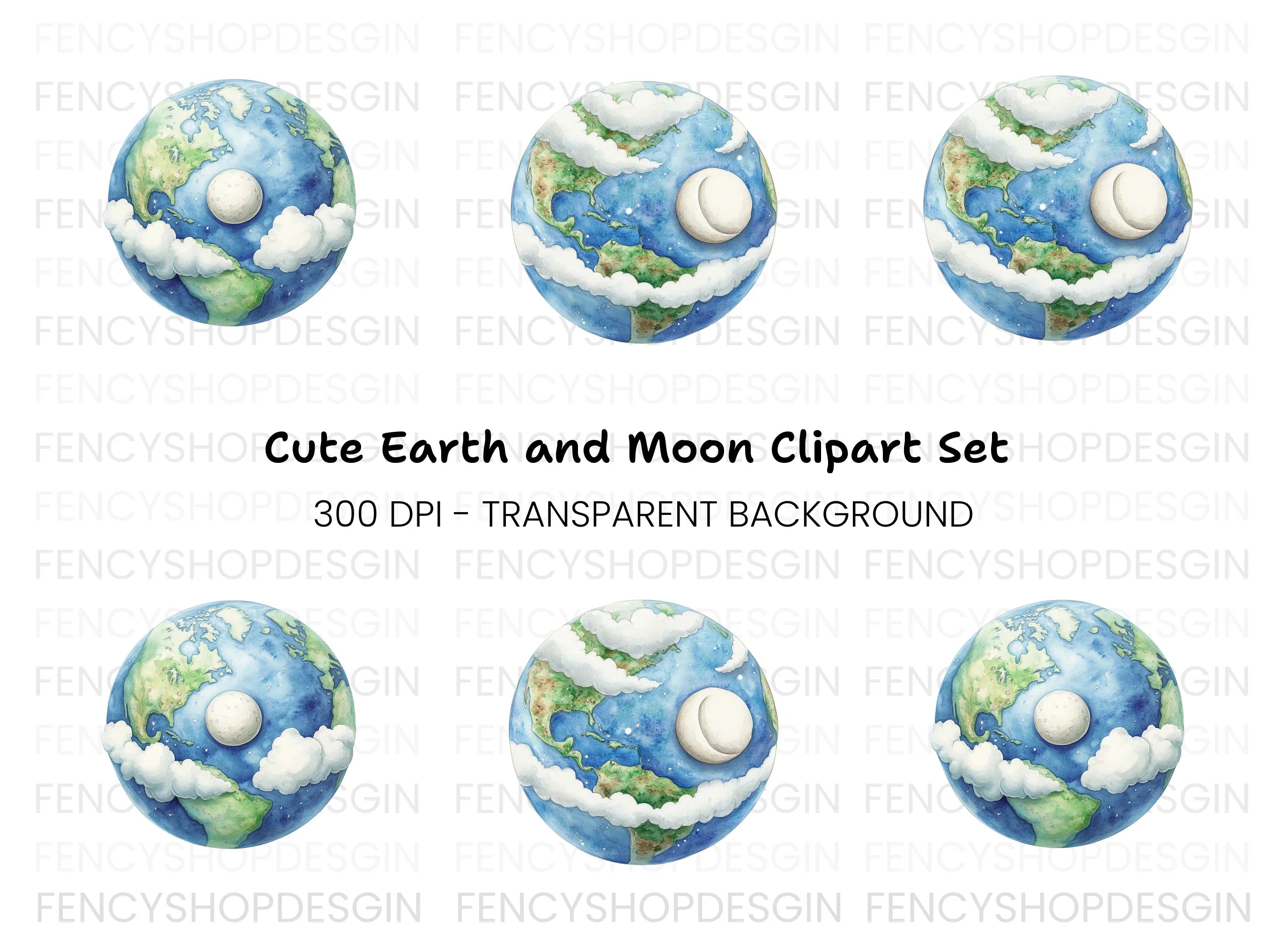 Earth and Moon Clipart Bundle