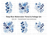 Blue Floral Clipart Bundle