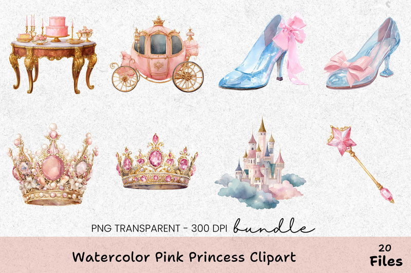 Pink Princess Clipart Bundle - CraftNest - Digital Crafting and Art