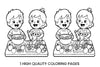 Kids Making Fruit Salad Coloring Books