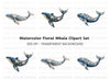 Floral Whale Clipart Bundle