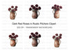 Dark Red Roses in Rustic Pitchers Clipart Bundle