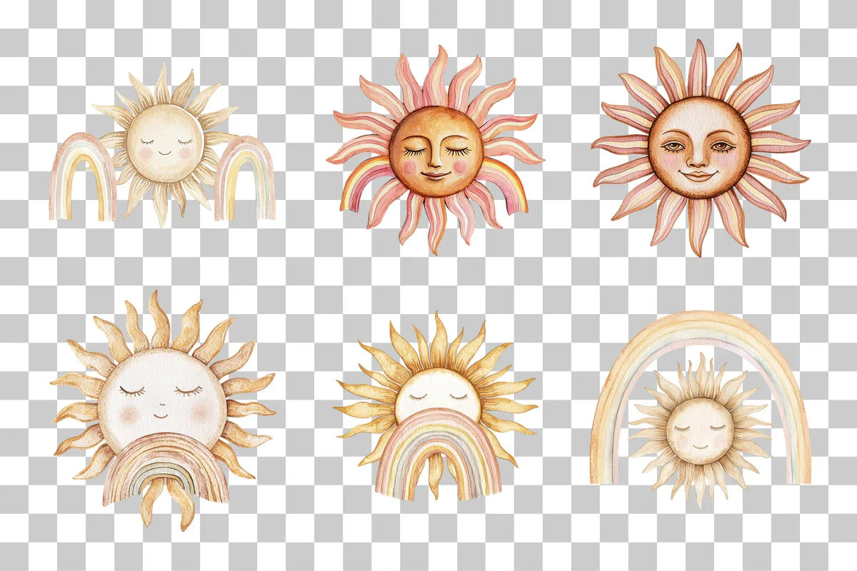 Boho Sun and Rainbow Clipart Bundle - CraftNest - Digital Crafting and Art