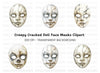 Cracked Porcelain Masks Clipart Bundle