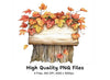 Autumn Wooden Signs with Fall Leaves Clipart Bundle