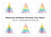 Pastel Rainbow Christmas Tree Clipart Bundle