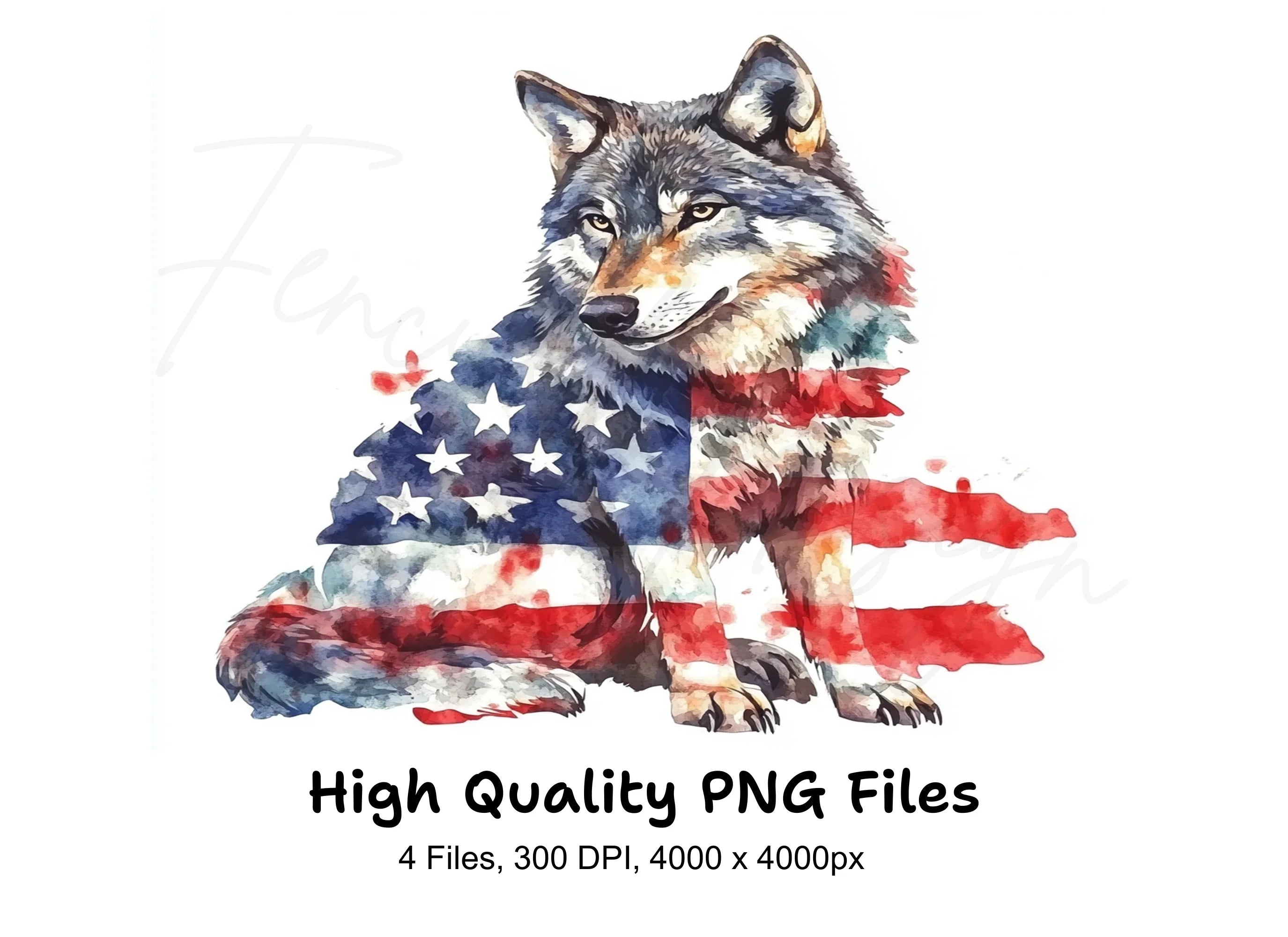 Patriotic Wolf Clipart Bundle