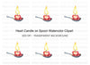Heart Candle on Spoon Clipart Bundle