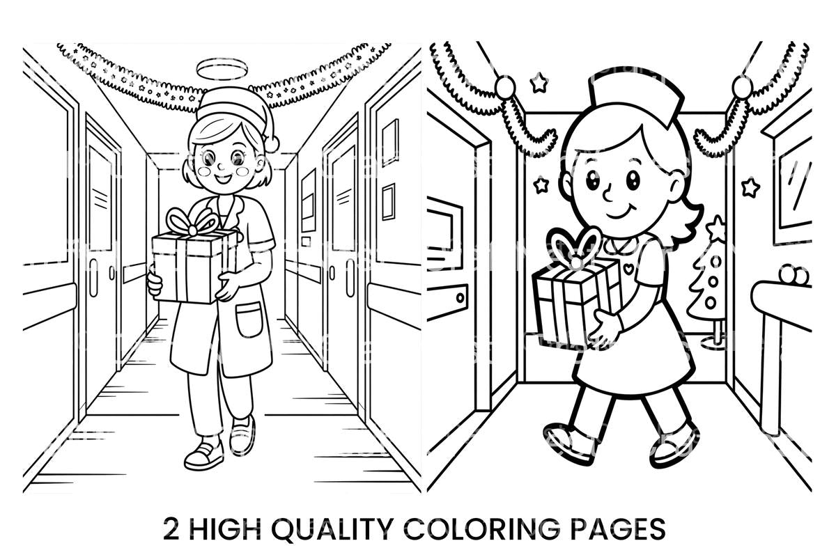 Christmas Nurse Hospital Coloring Books