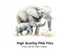 Cute Elephant Mother and Baby Clipart Bundle