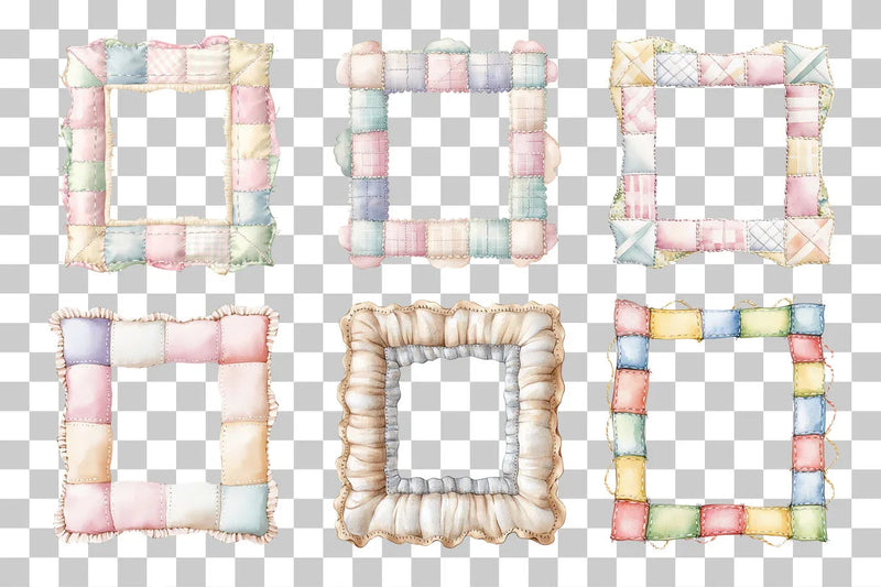 Patchwork Fabric Border Frame Clipart Bundle - CraftNest - Digital Crafting and Art