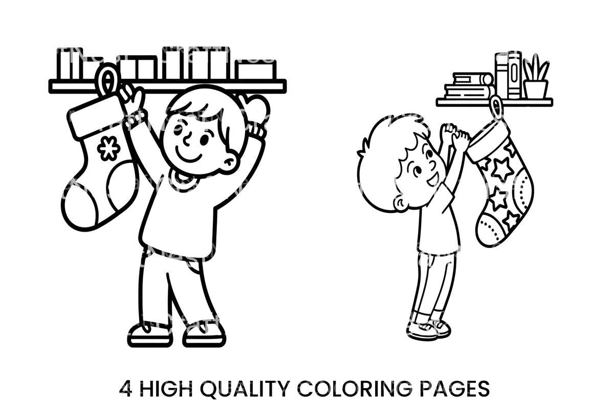 Kids Hanging Christmas Stockings Coloring Books