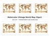 Vintage World Map Clipart Bundle