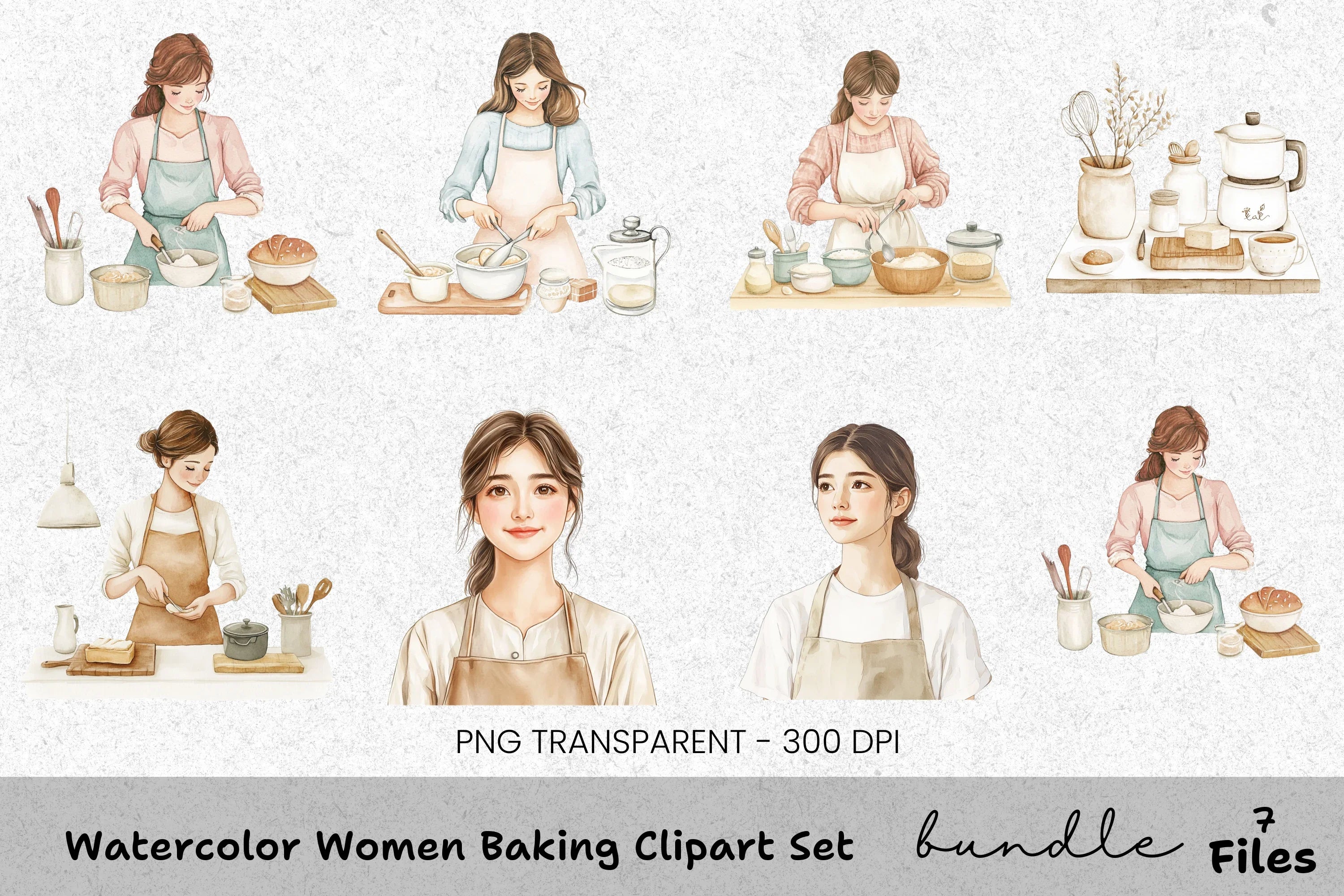 Women Baking Clipart Bundle