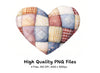 Colorful Patchwork Heart Clipart Bundle