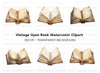 Vintage Open Books Clipart Bundle