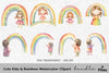 Cute Kids Rainbow Clipart Bundle