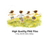 Kids Running in Grass Clipart Bundle