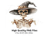 Spooky Skeleton Witch Hat Clipart Bundle