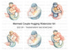 Mermaid Couple Love Hug Clipart Bundle