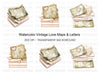 Vintage Love Letters Map Clipart Bundle