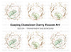 Sleeping Chameleon Cherry Blossom Clipart Bundle