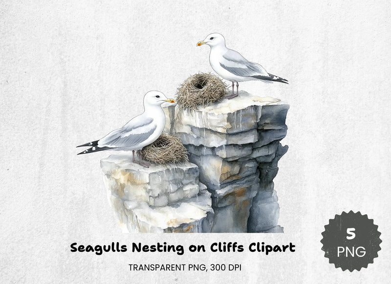 Seagulls Nesting on Cliffs Clipart Bundle - CraftNest - Digital Crafting and Art