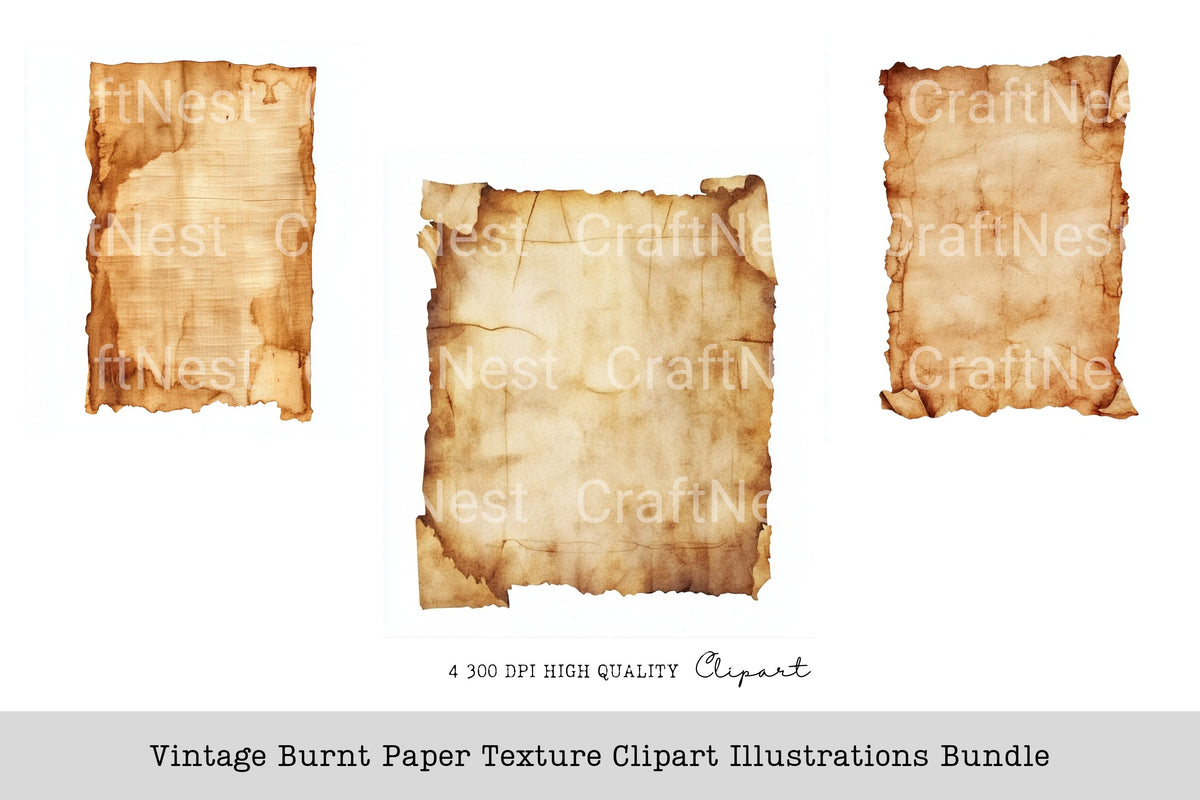 Vintage Burnt Texture Illustrations Clipart Bundle
