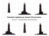 Night Lighthouse Silhouette Clipart Bundle