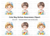 Cute Boys in Puzzle Overalls Clipart Bundle
