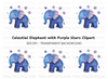 Galaxy Elephant with Stars Clipart Bundle