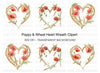 Poppy and Wheat Heart Clipart Bundle