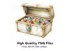 Vintage Treasure Chests with Jewels Clipart Bundle